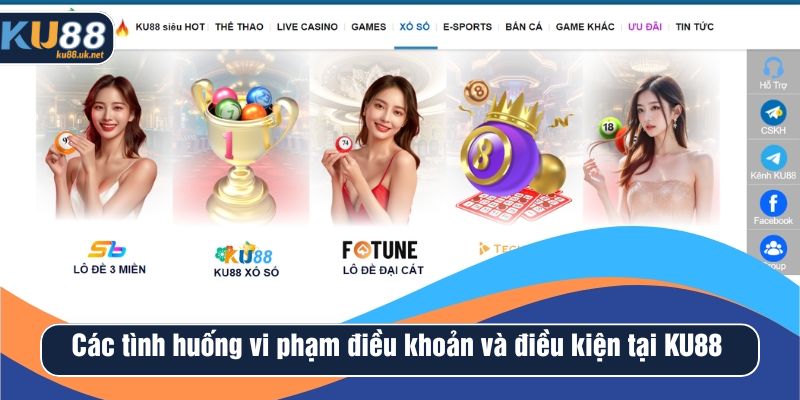 Các tình huống vi phạm điều khoản và điều kiện tại KU88 