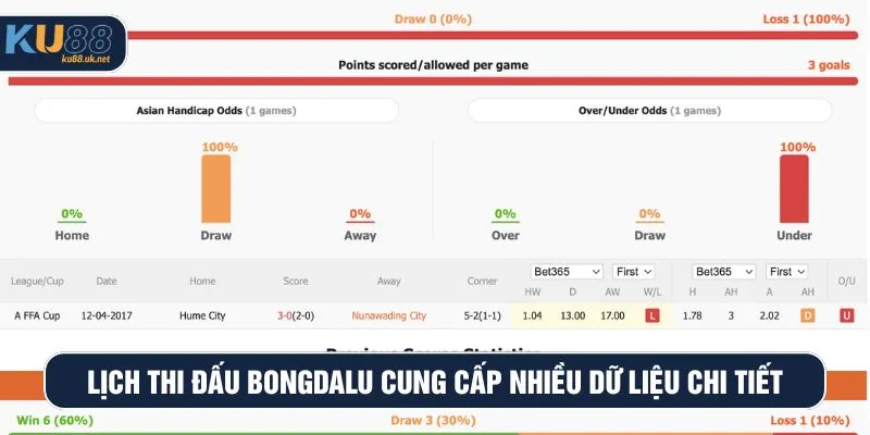 Lịch thi đấu Bongdalu cung cấp nhiều dữ liệu chi tiết